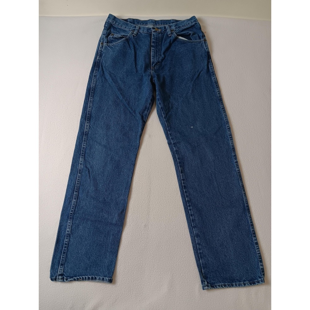 Wrangler Mens Straight Jeans‎ 34x32 Regular Fit Blue Medium Wash Denim 96501DS